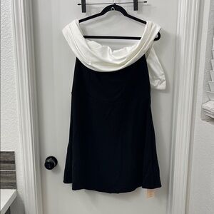 SHEIN Black and White Strapless Dress